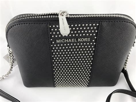 michael kors black microstud bag|Michael Kors black studded handbag.